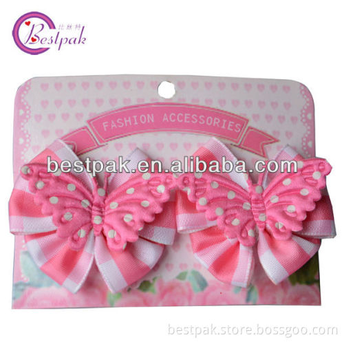 2014 new mini pink butterfly ribbon hair accessories